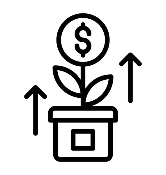 Una Maceta Con Monedas Dólar Que Representan Concepto Icono Vector — Vector de stock