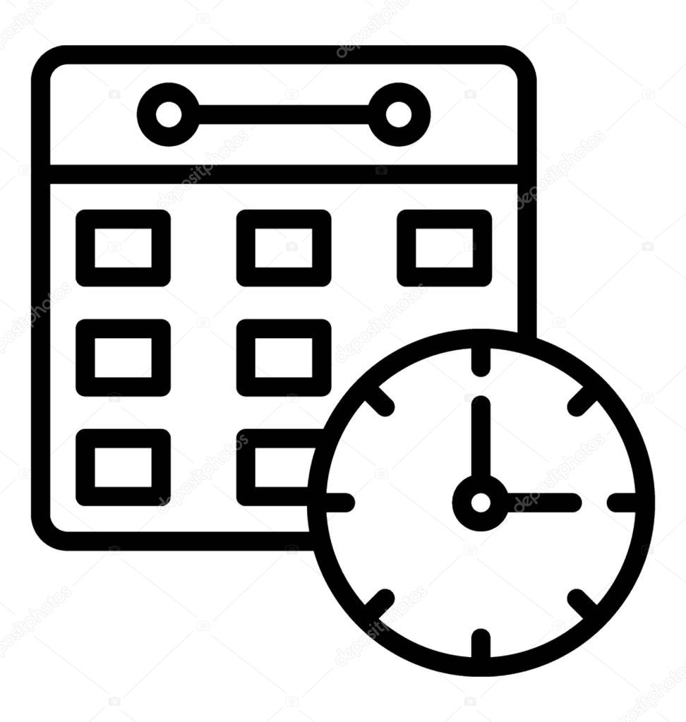 Calendar with clock, timetable concept 