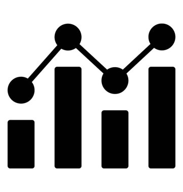 Çubuk grafik analiz glif simgesi, büyüme grafiği