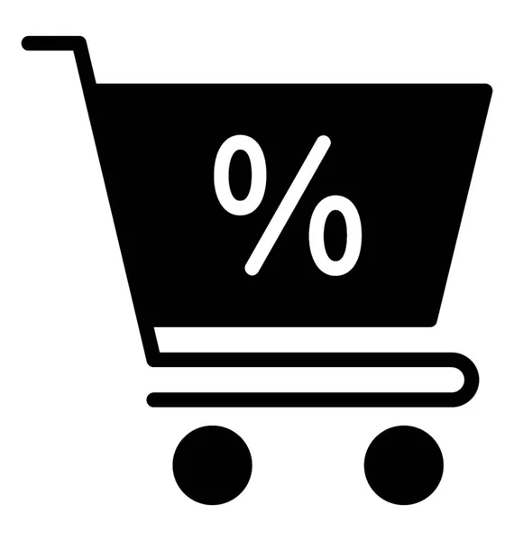 Percentagem Sinal Carrinho Compras Mostrando Ícone Desconto Compras — Vetor de Stock