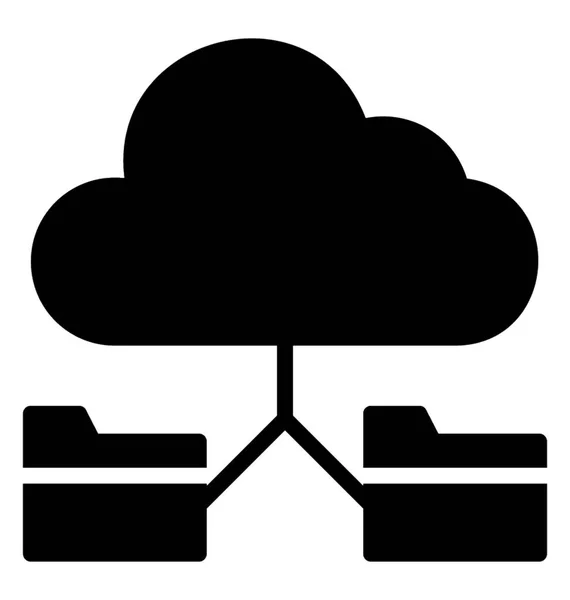 Wolk Verbonden Met Mappen Pictogram Voor Cloud Opslag — Stockvector