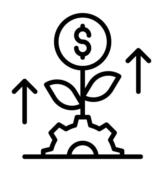 Una Planta Con Moneda Dólar Que Representa Concepto Icono Vector — Vector de stock