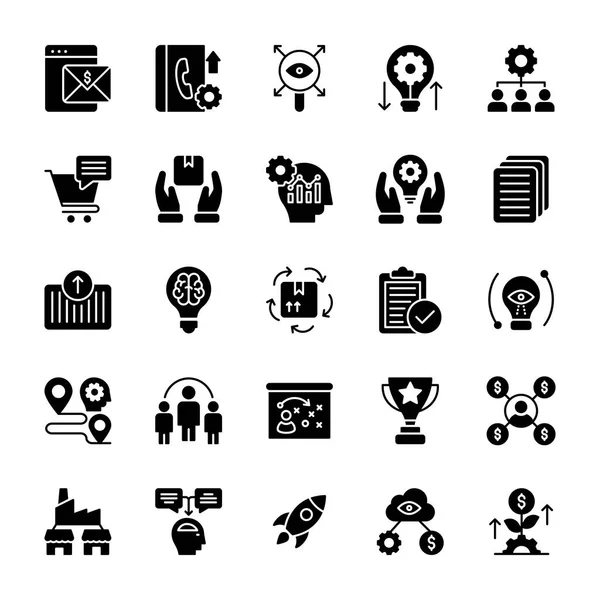 Project Management Glyph Vector Icons — Stock Vector