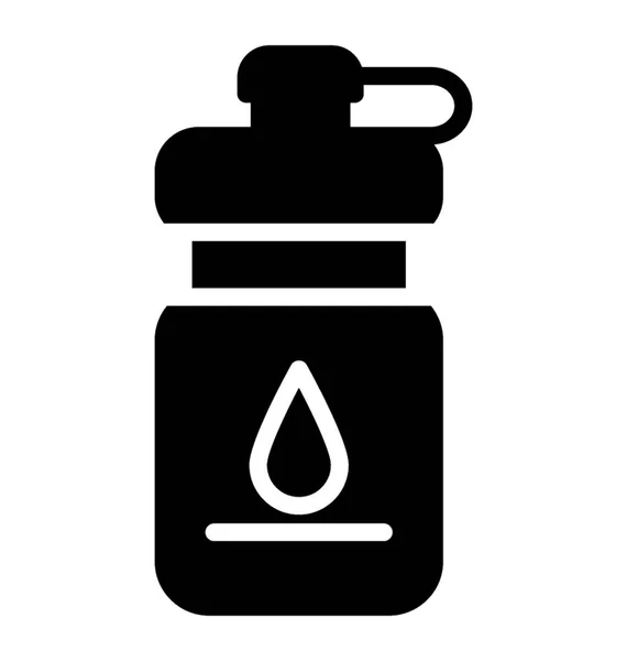 Plastic Sports Water Bottle Glyph Icon — Stock Vector