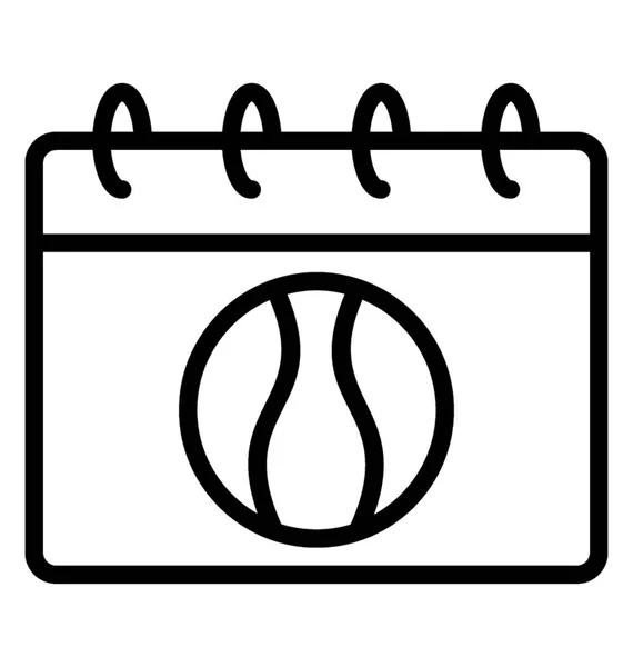 Tenisový Míček Nástěnný Kalendář Sportovní Ikonu Kalendáře — Stockový vektor