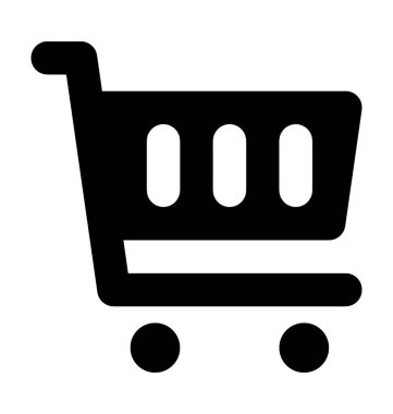 Alışveriş arabası glif vektör simgesi