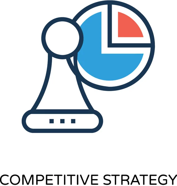 Estratégia Competitiva Colorido Vetor Ícone — Vetor de Stock