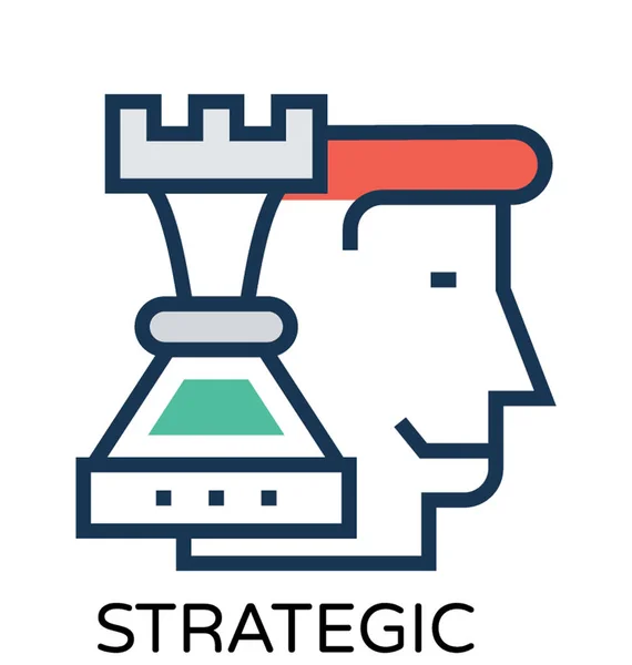 Ícone Vetorial Estratégico Colorido — Vetor de Stock