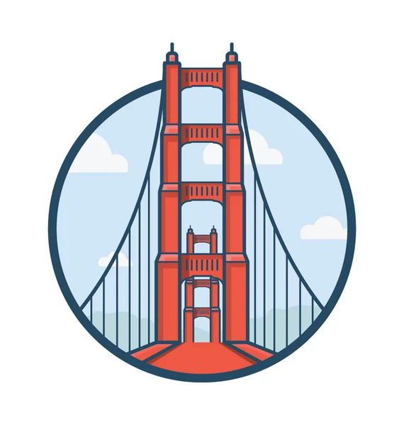 Golden Gate Bron Färgad Vektor Symbol — Stock vektor