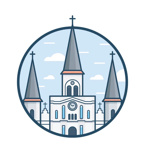 圣路易斯大教堂彩色矢量图标 — 图库矢量图片