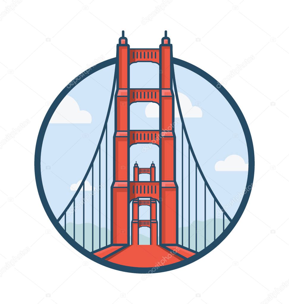 Golden Gate Bridge Colored Vector Icon