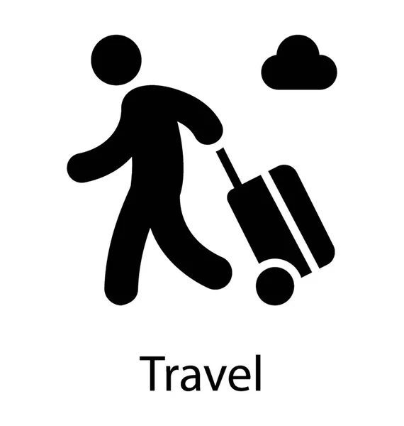 Voyageur Avec Son Sac Bagages Aéroport — Image vectorielle