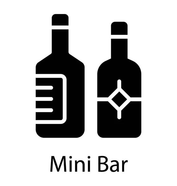 Проста Гліфна Ікона Пляшок Алкоголю — стоковий вектор