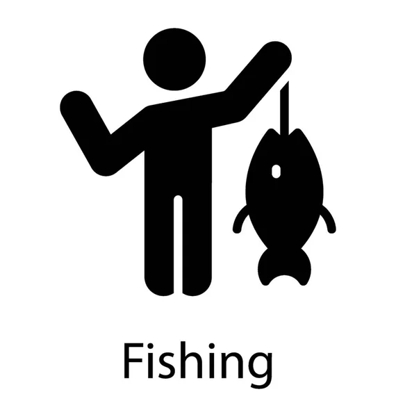 Een Visser Die Houden Van Zoetwater Vis Visserij Pictogram — Stockvector