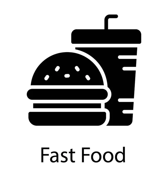 Fast Food Ikone Mit Burger Und Softdrink — Stockvektor