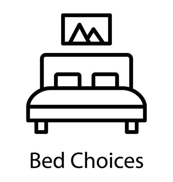 Queen Size Double Bed Met Bed Cover Twee Kussens — Stockvector