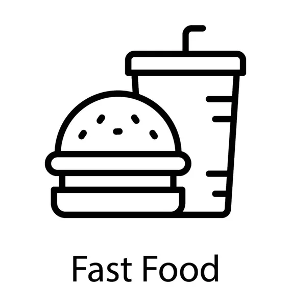 Icono Comida Rápida Con Hamburguesa Refresco — Vector de stock