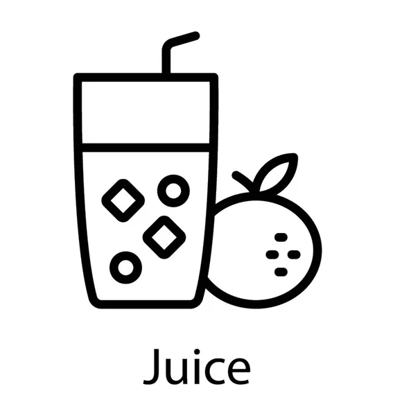 Glass Orange Juice Ice Cubes — Stock Vector