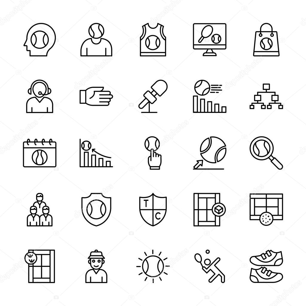 Tennis Outline Vector Icons 