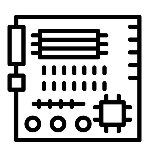 Integrated Circuits Microprocessor Line Vector Icon — Stock Vector