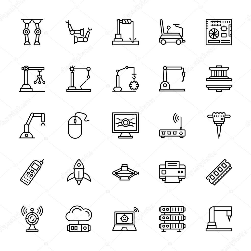 Artificial Intelligence Line Vector Icons 