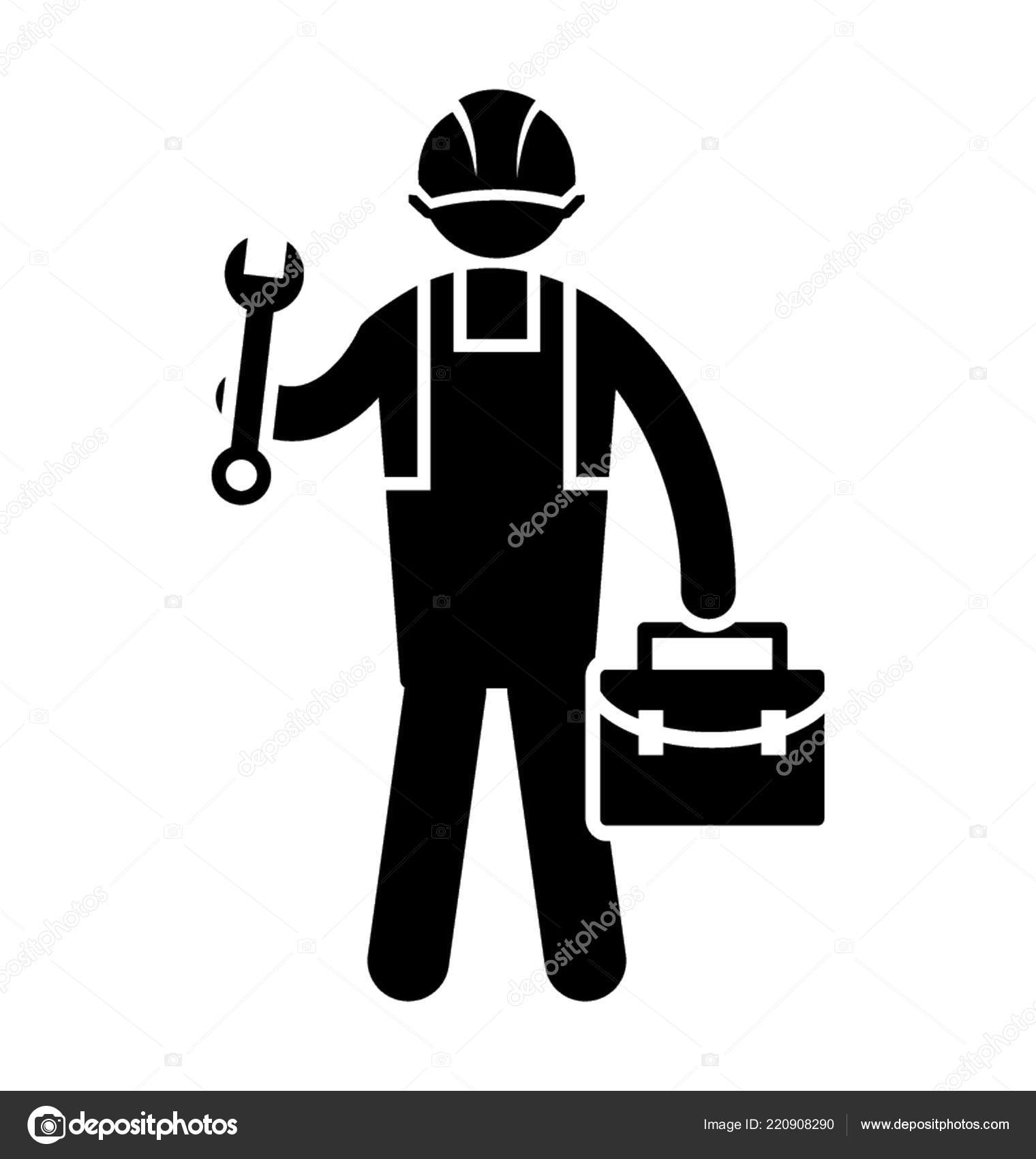 Man Wrench Showing Concept Mechanic Technician Stock Vector