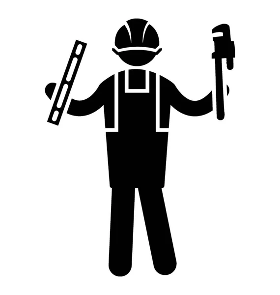 Man Wrench Leveler Builder Icon — Stock Vector