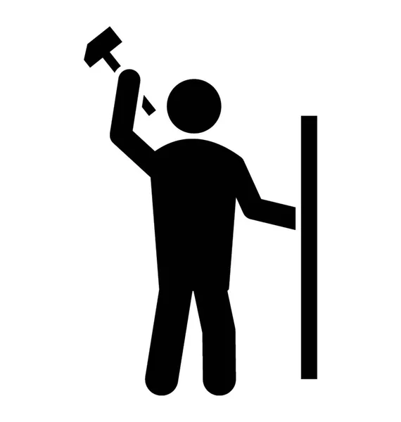 Man Hammer Builder Icon — Stock Vector