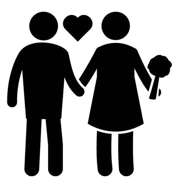 Couple Avec Signe Cardiaque Est Icône Pour Les Oiseaux Amour — Image vectorielle