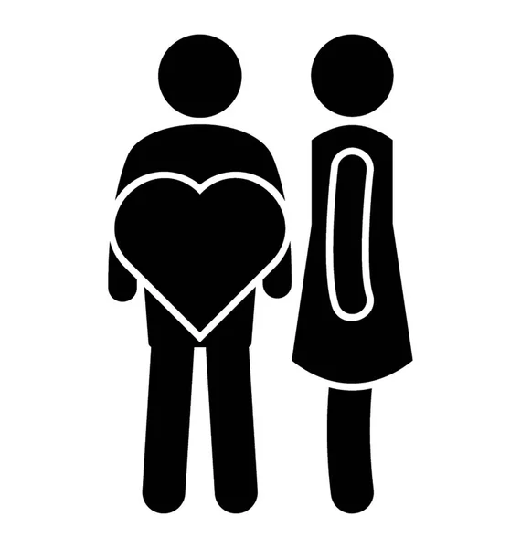 夫妇与心脏标志是爱鸟的图标 — 图库矢量图片