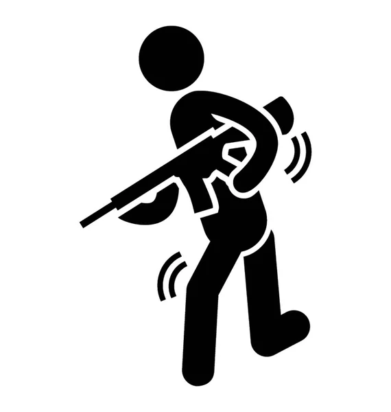 Glyph Pictogram Ontwerp Van Soldaat Commando — Stockvector