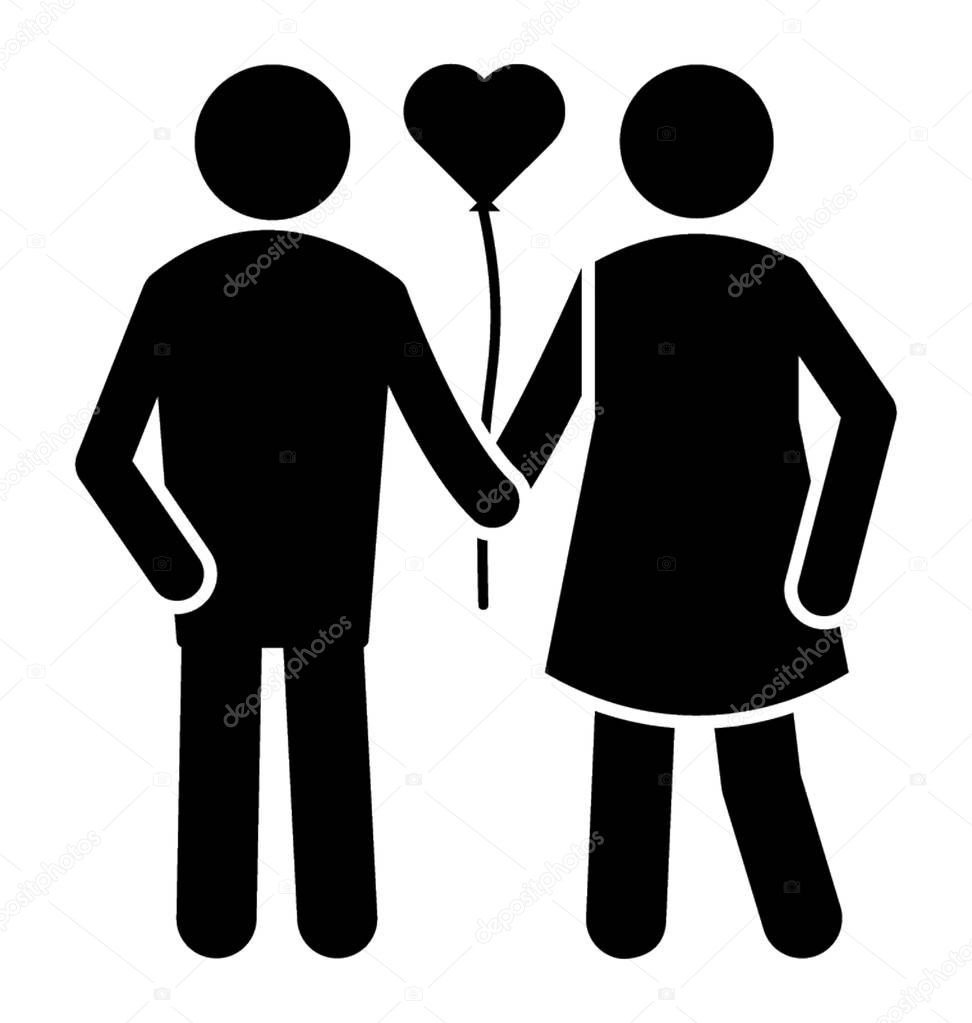 Couple with heart sign is icon for love birds 