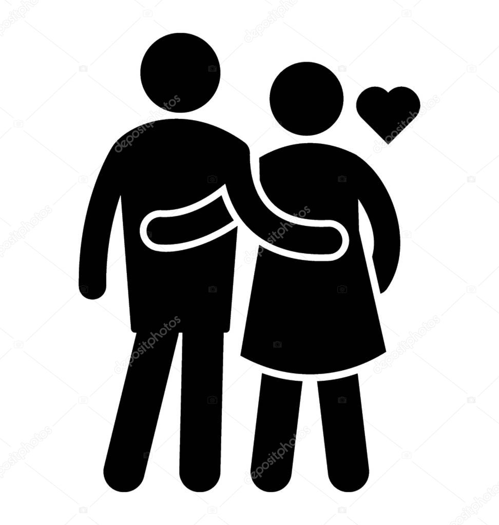Couple with heart sign is icon for love birds 