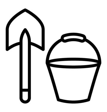 Satırı simgesi tasarım bir kova kürek ile 