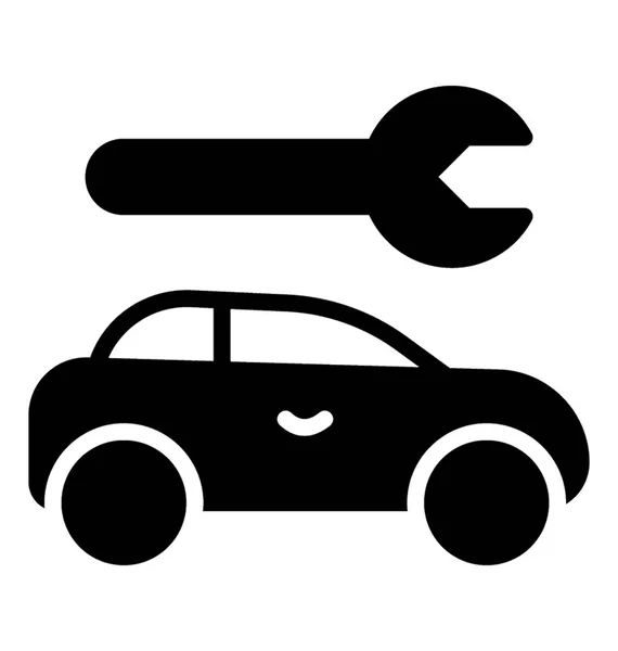 Spanner Met Auto Pictogram Voor Auto Reparatie — Stockvector