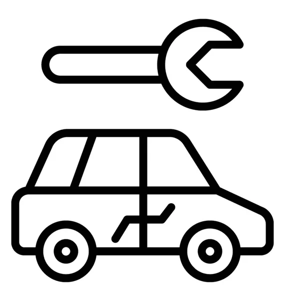 Spanner Com Carro Ícone Para Reparação Automóveis — Vetor de Stock