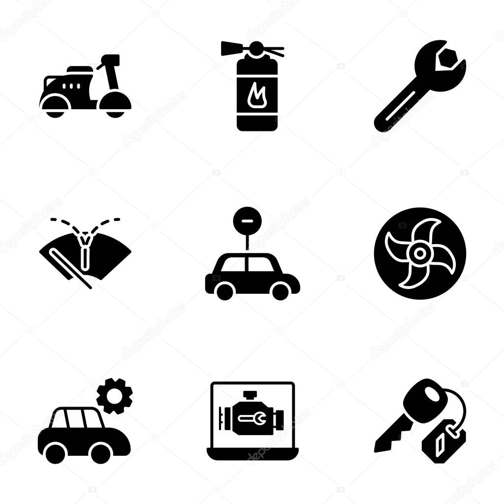 Car Workshop Glyph Vector Icons