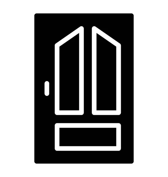 Γλυφή Εικονίδιο Σχεδιασμός Κλειστή Ξύλινη Πόρτα — Διανυσματικό Αρχείο