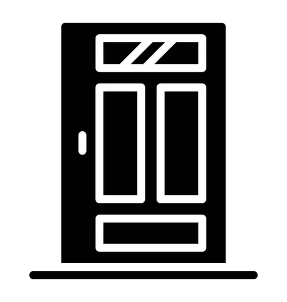 Γλυφή Εικονίδιο Σχεδιασμός Κλειστή Ξύλινη Πόρτα — Διανυσματικό Αρχείο
