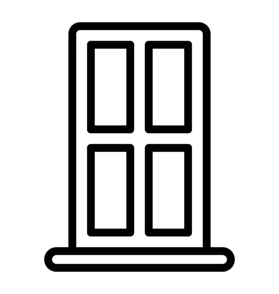 Line Icon Design Closed Wooden Door — Stock Vector