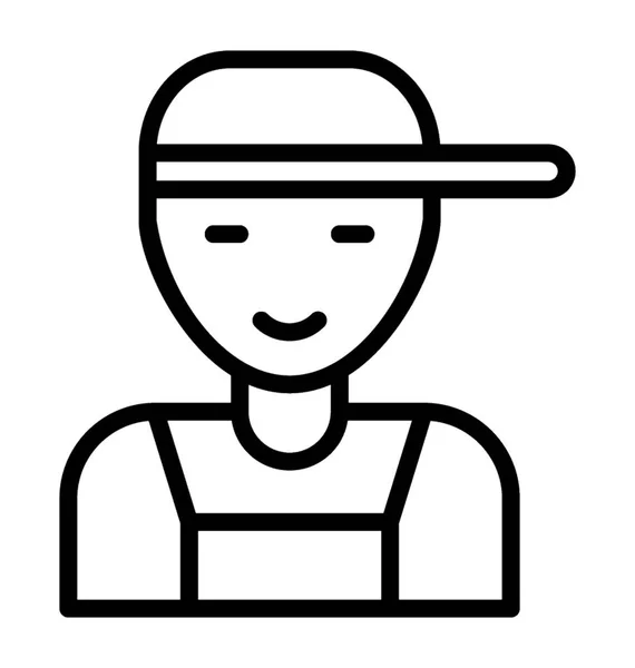 Ein Bauarbeiter Line Icon Design Avatar — Stockvektor