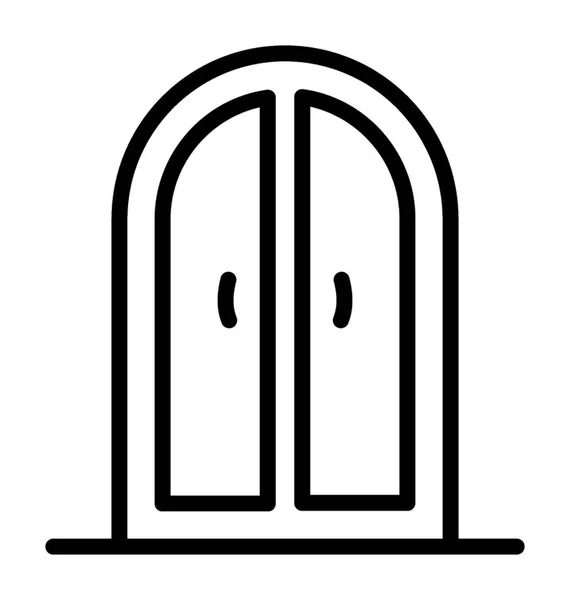 Line Icon Design Closed Wooden Door — Stock Vector