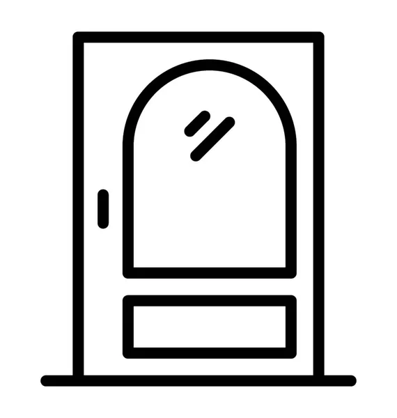 Γραμμή Εικονίδιο Σχεδιασμός Κλειστή Ξύλινη Πόρτα — Διανυσματικό Αρχείο