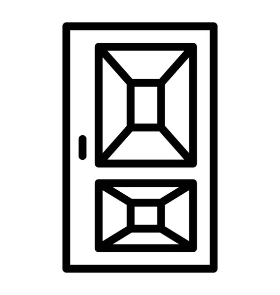 Линия Иконки Закрытой Деревянной Двери — стоковый вектор