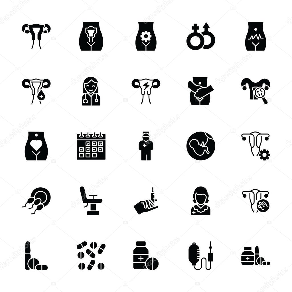 Gynaecology Glyph Vector Icons 