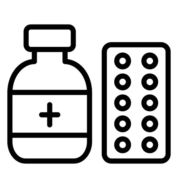Frasco Medicamento Antibiótico Com Pílulas Tira —  Vetores de Stock
