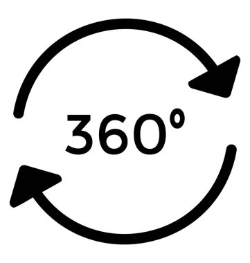 Saat yönünde okları 360 şekil içinde 360 açısı sahip 