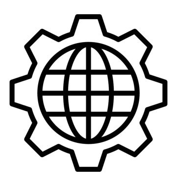 Kürenin içinde bir dişli küresel yönetim sembolüdür 