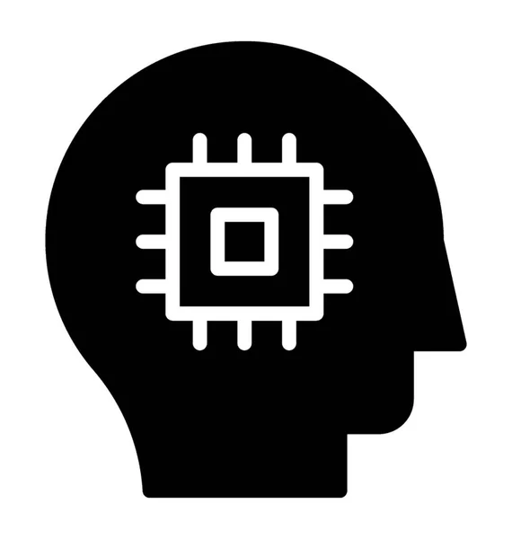 Microchip Dentro Cabeza Humana Inteligencia Artificial — Archivo Imágenes Vectoriales