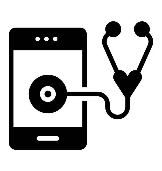 Stetoskop Uvnitř Mobilní Telefon Zdravotní Aplikace — Stockový vektor